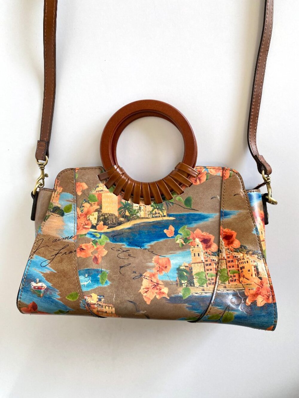 Patricia Nash Leather French Riviera Collection Lyon Satchel Crossbody Bag - Picture 10 of 14